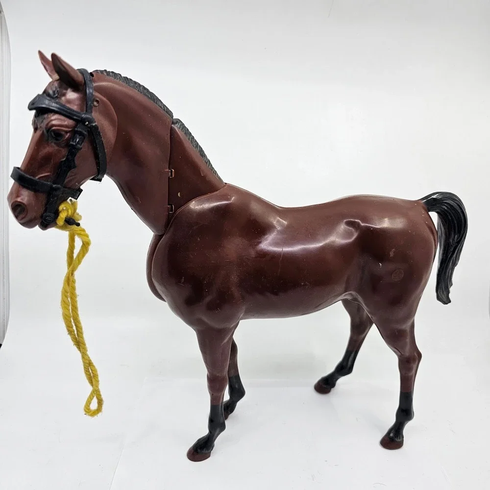 Vintage Louis Marx & Co Brown Horse Plastic 1970's Movable Neck Made in USA